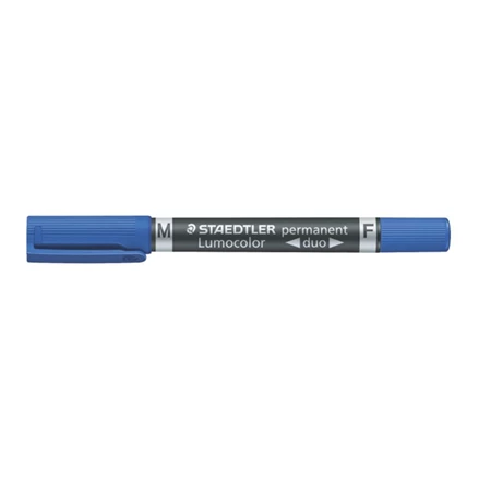 Alkoholos filc STAEDTLER Lumocolor Duo F/M, 0,6/1,5 mm, kúpos, kétvégű, kék