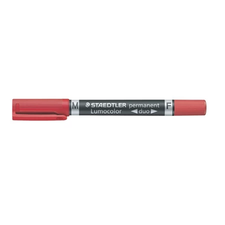 Alkoholos filc STAEDTLER Lumocolor Duo F/M, 0,6/1,5 mm, kúpos, kétvégű, piros