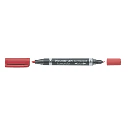 Alkoholos filc STAEDTLER Lumocolor Duo F/M, 0,6/1,5 mm, kúpos, kétvégű, piros