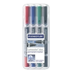 Alkoholos filc készlet 4db-os STAEDTLER Lumocolor Duo F/M, 0,6/1,5 mm, kúpos, kétvégű