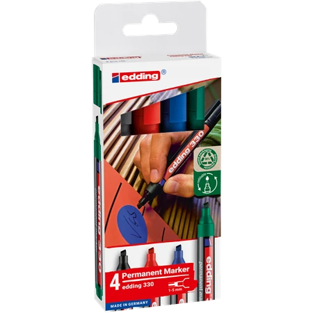 Alkoholos filc készlet 4db-os EDDING 330 1-5 mm vágott hegy