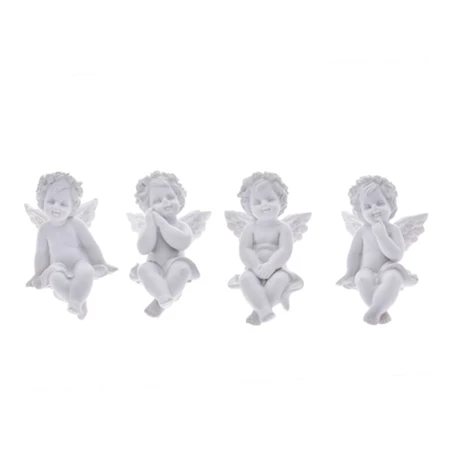 Angyal figura ülő poly 4,2x5,3x6,2cm fehér 4 féle 1db, nem választható