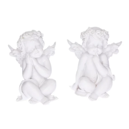Angyal figura ülő poly 6,5x6,3x8cm fehér 2 féle 1db, figura nem váalsztható