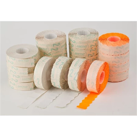 Árazószalag METO 22x12 hullámos, fehér - 5 tekercs/csomag - 1500 címke/tekercs