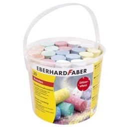 Aszfaltkréta készlet 20db-os csillámos henger alakú, műanyag vödörben