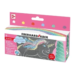 Aszfaltkréta készlet 6db-os csillámos unikornis szarv alakú, papír dobozban