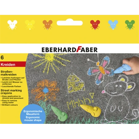 Aszfaltkréta készlet 6db-os egér alakú, papír dobozban
