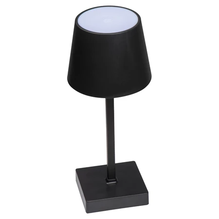 Asztali lámpa éríntő funkcióval és újratölthető akkumulátorral, műanyag fekete
