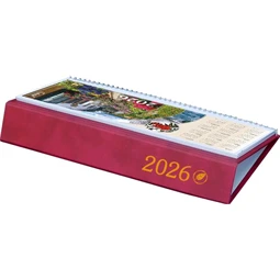 Asztali naptár 2026 CSÍZIÓ fekvő Öko, bordó 160x310 mm, 8-18.00 órás, magyar naptárháló