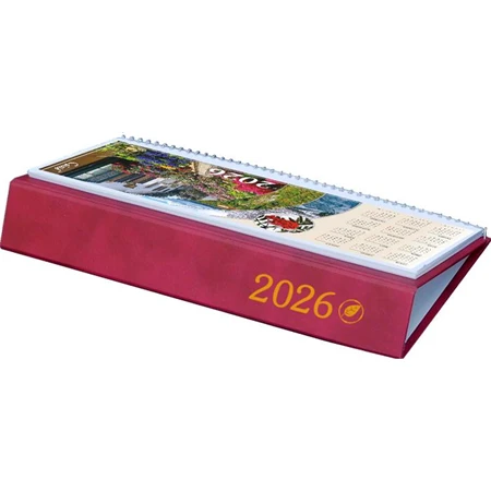 Asztali naptár 2026 CSÍZIÓ fekvő Öko, bordó 160x310 mm, 8-18.00 órás, magyar naptárháló