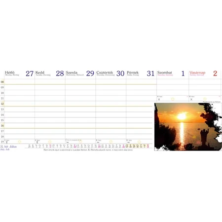 Asztali naptár 2026 CSÍZIÓ fekvő Öko, kék 160x310 mm, 8-18.00 órás, magyar naptárháló