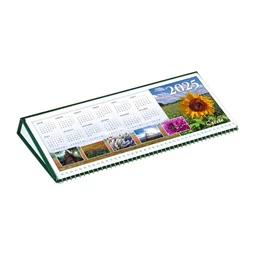 Asztali naptár 2026 CSÍZIÓ fekvő Öko, zöld 160x310 mm, 8-18.00 órás, magyar naptárháló
