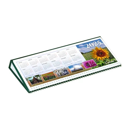 Asztali naptár 2026 CSÍZIÓ fekvő Öko, zöld 160x310 mm, 8-18.00 órás, magyar naptárháló