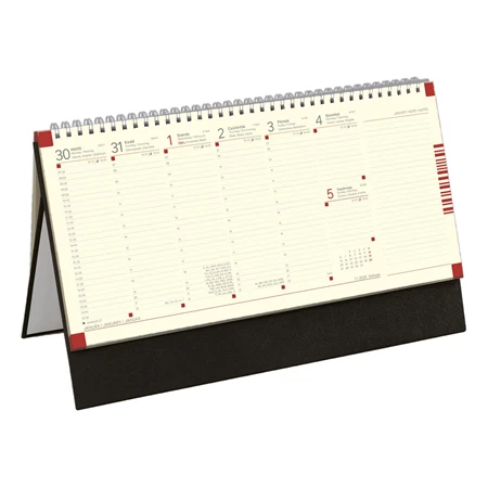 Asztali naptár 2026 TOPTIMER chamois álló C051 műbőr táblával fekete