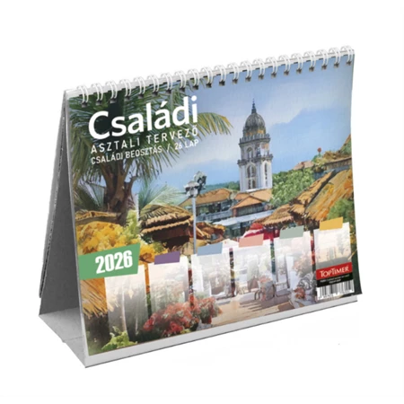 Asztali naptár 2026 TOPTIMER családi álló fehér kartontáblával