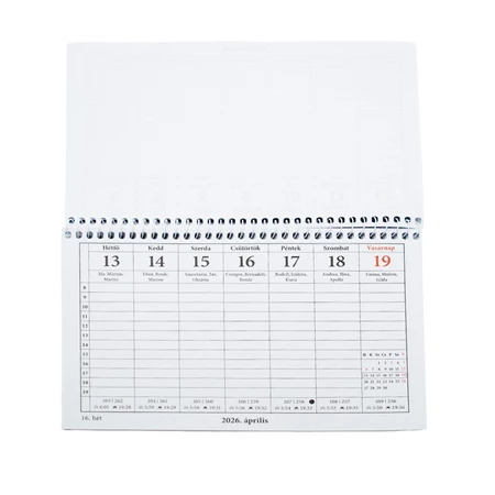 Asztali naptár 2026 év 23-as fehér 200x130mm bluering