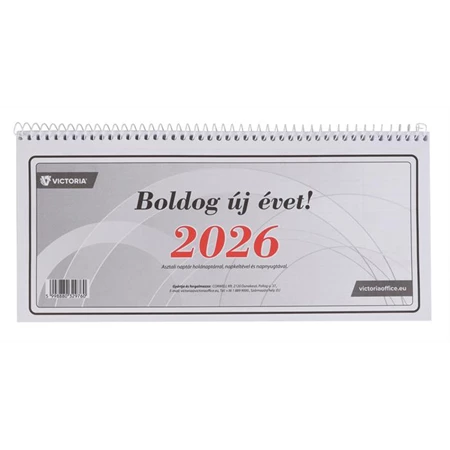Asztali naptár 2026 év 24-es fehér 285x135mm VICTORIA