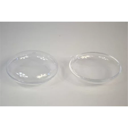 Műanyag átlátszó szétszedhető gömb 7x7x3cm lapos 5db/csomag