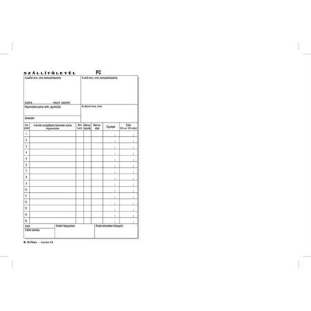 B.10-70/V/2 Szállítólevél 50x2