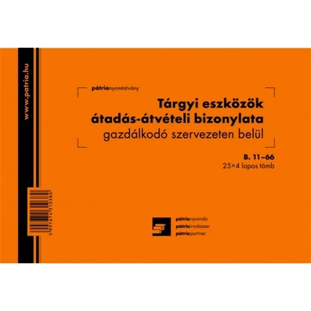 B.11-66/új Tárgyieszköz átadás-átvételi bizonylat Nyomell