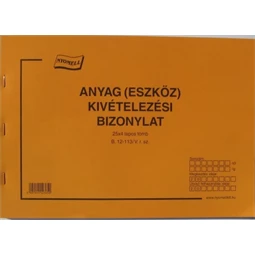 B.12-113/V Anyag/eszköz kivételi bizonylat 25x4pld