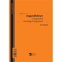 B.13-233/V Jegyzőkönyv a vásárló minőségi kifogásról A/4