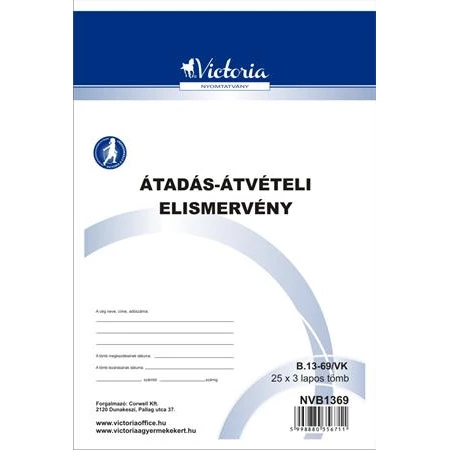 B.13-69/V Átadás-átvételi elismervény A5 25x3 Victoria