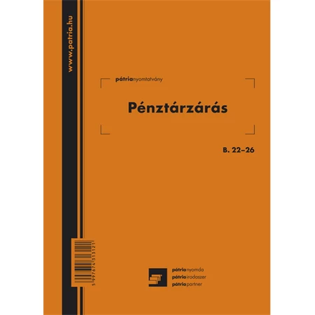 B.22-26/V Pénztárzárás A/5, 25x2+2, önindigós