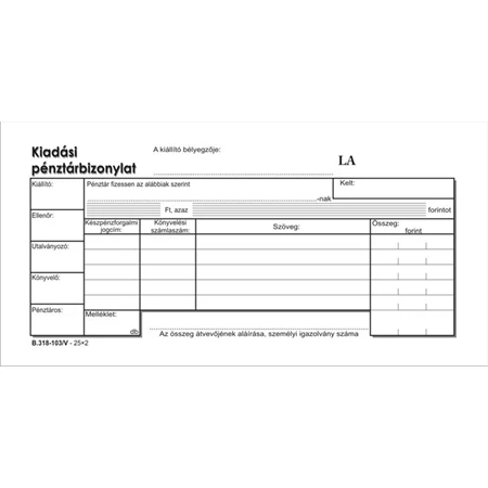 B.318-103/V Kiadási pénztárbizonylat 5 soros 25x2 Victoria