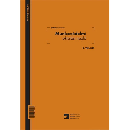 B.VÁLL 349 Munkavédelmi oktatási napló, 24 lapos A/4 álló