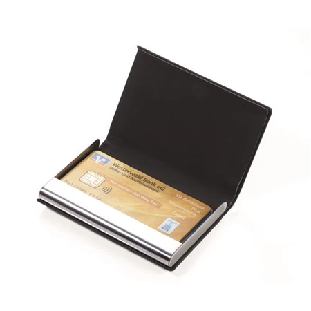 Bankkártyatartó, műbőr, 10 db-os, RFID védelemmel, TROIKA, fekete