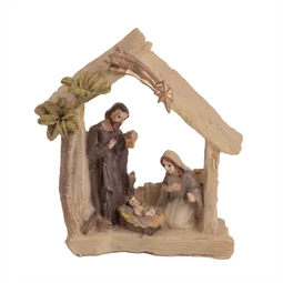 Betlehem szentcsalád poly 9x8,5x2,8cm natúr