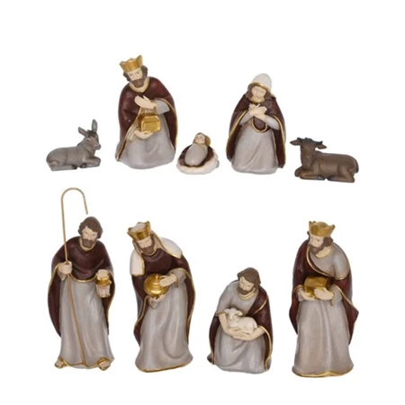 Betlehemi figurák poly 8,5x5x21cm 9db/csomag színes
