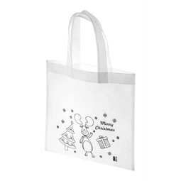 Bevásárlótáska színezhető mintával non-woven 5db zsírkrétával, 24,5x24cm karácsonyi - rénszarvas minta