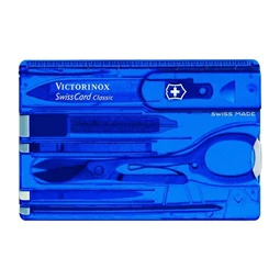 Bicska szett VICTORINOX Classic SwissCard svájci, 7 részes, 8,25 × 0,45 × 5,45cm, kék