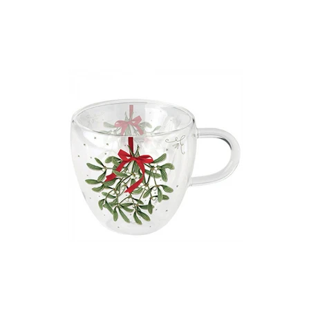 Bögre, porcelán 400ml, díszdobozban Mistletoe with bow white