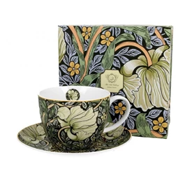 Bögre, porcelán 450ml, díszdobozban, alátéttel, William Morris pimpernel