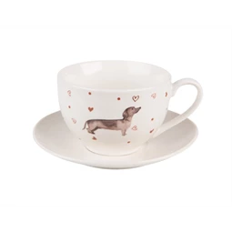 Bögre porcelán + alj, 200ml Dachshund Love