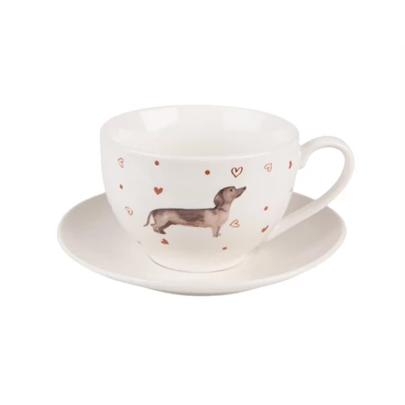 Bögre porcelán + alj, 200ml Dachshund Love