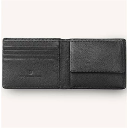 Bőr pénztárca Graf von Faber-Castell Saffiano fekete borjúbőr, zárt:8,5x10,5cm nyitott:8,5 x 21 cm