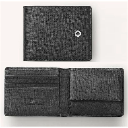 Bőr pénztárca Graf von Faber-Castell Saffiano fekete borjúbőr, zárt:8,5x10,5cm nyitott:8,5 x 21 cm