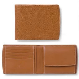 Bőr pénztárca Graf von Faber-Castell Epsom grain leather, barna cognac szin