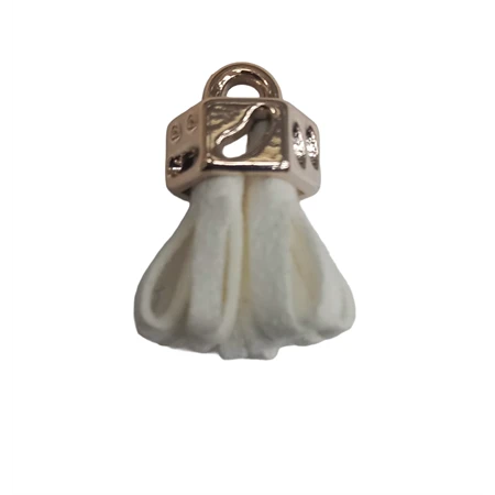 Bőr rojt gyöngykupakkal fehér 2,5cm