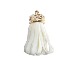 Bőr rojt gyöngykupakkal fehér 4cm