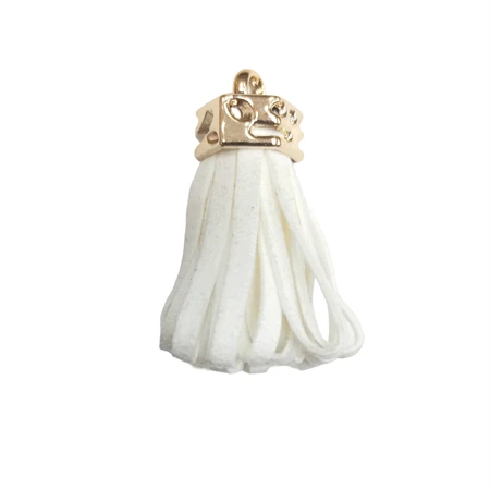 Bőr rojt gyöngykupakkal fehér 4cm