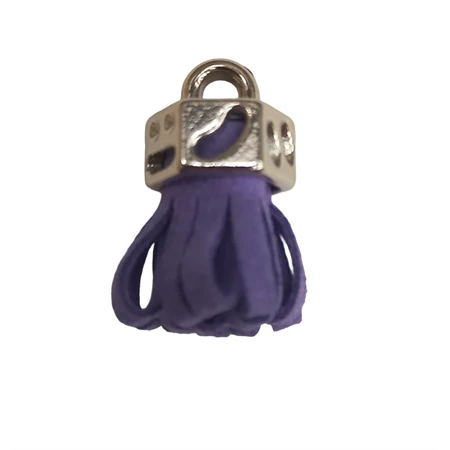 Bőr rojt gyöngykupakkal lila 2,5cm