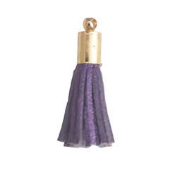 Bőr rojt gyöngykupakkal lila 2,5cm keskeny 1db