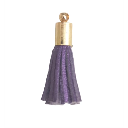 Bőr rojt gyöngykupakkal lila 2,5cm keskeny 1db