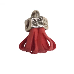 Bőr rojt gyöngykupakkal málna 2,5cm