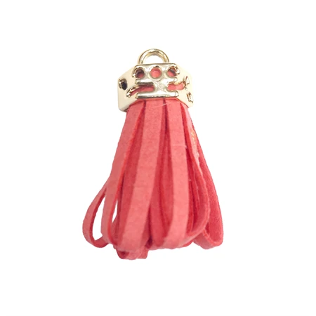 Bőr rojt gyöngykupakkal málna 4cm